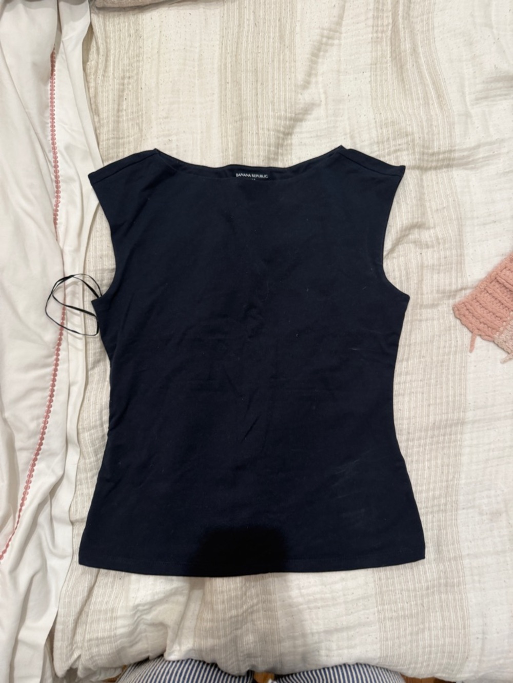 Banana Republic navy Boatneck Cap-Sleeve Tank